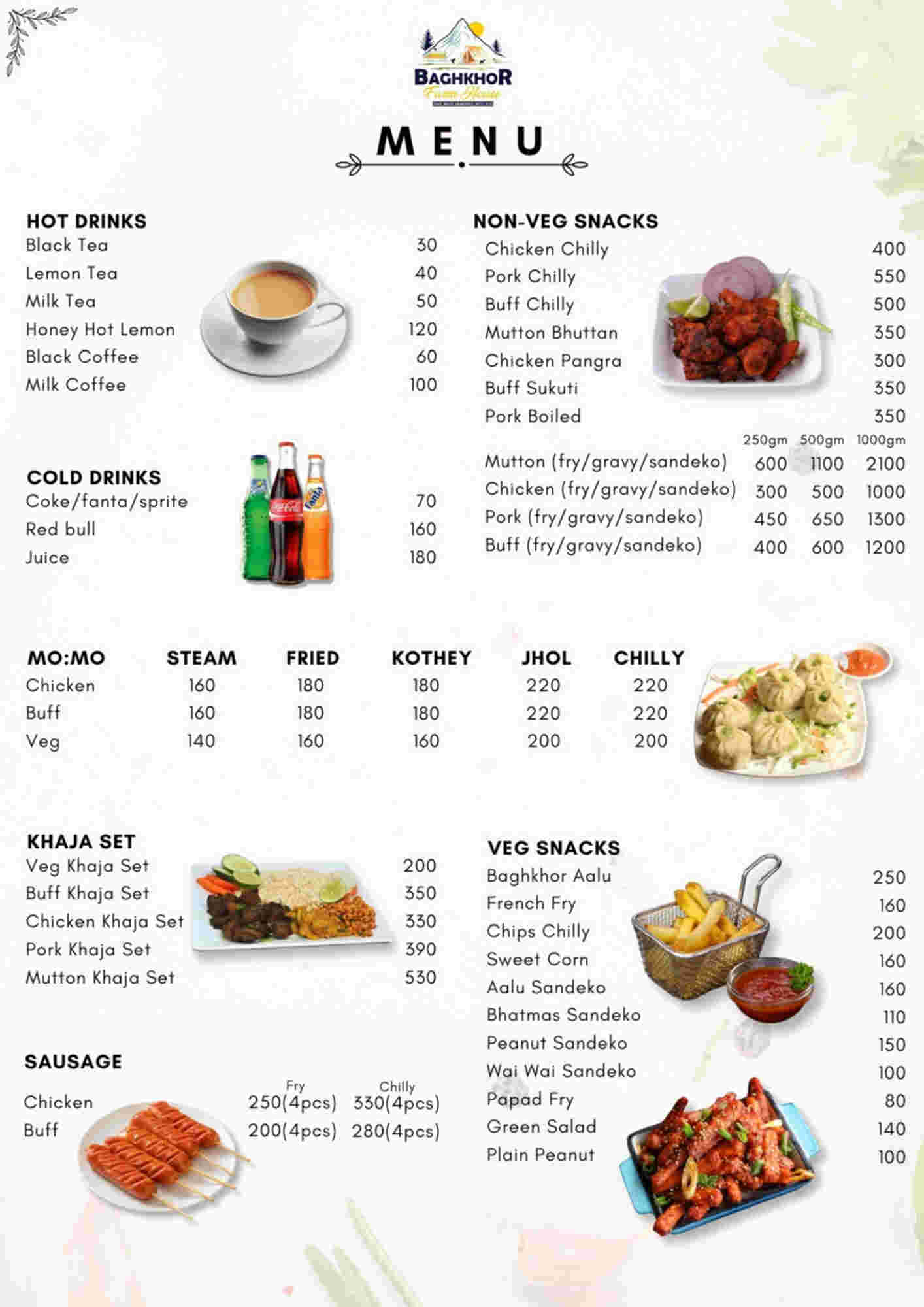 Menu design sample for restaurant